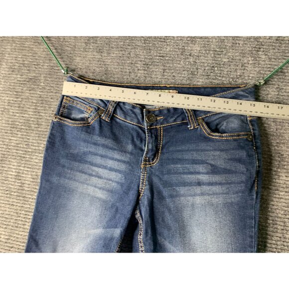 Paris Blues Womens Size 9 whiskering Jeans Slim Fit Denim Blue Dark - Picture 7 of 8